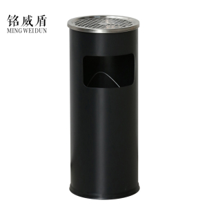 铭威盾不锈钢垃圾桶烟蒂柱灭烟桶带烟灰缸室外电梯口立式丽格圆形黑色