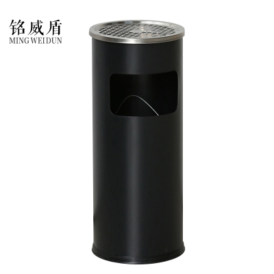 铭威盾不锈钢垃圾桶烟蒂柱灭烟桶带烟灰缸室外电梯口立式丽格圆形黑色