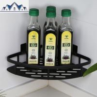 厨房置物架壁挂式家用免打孔调料架黑色收纳架卫生间浴室置物架 三维工匠