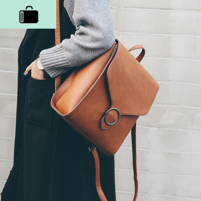 韩版复古学院双肩包女2020新款pu皮包百搭高中学生书包式英伦背包NEW LAKE