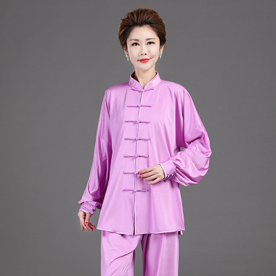 牛奶丝长袖太极服成年男女太极服练功服古达新款纯色太极服装