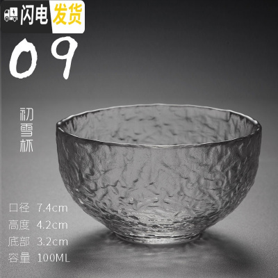三维工匠日式锤纹玻璃杯功夫茶杯小杯子品茗杯耐热水晶透明茶具单杯主人碗 初雪杯