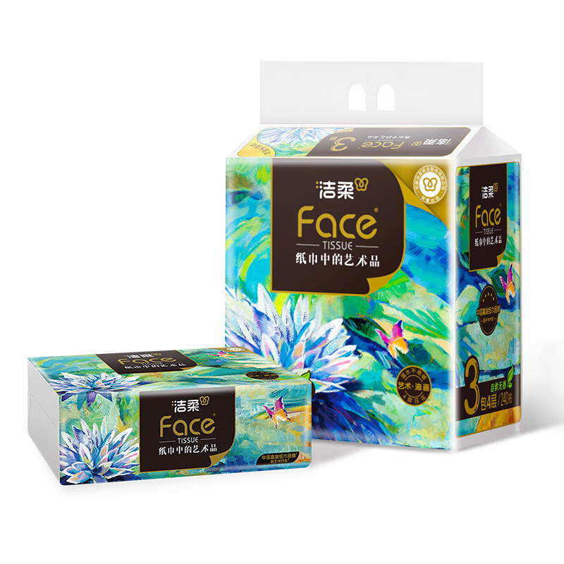 洁柔(C&S)洁柔牌纸面巾(艺术油画软抽)80抽4层三包