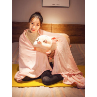 美帮汇柔软猪猪抱枕被子两用床上靠垫沙发靠枕床头大靠背长条睡觉枕头