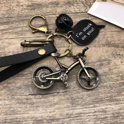 车钥匙扣女韩国可爱复古钥匙链情侣包挂饰男士创意汽车钥匙圈挂件古铜自行车诺妮梦