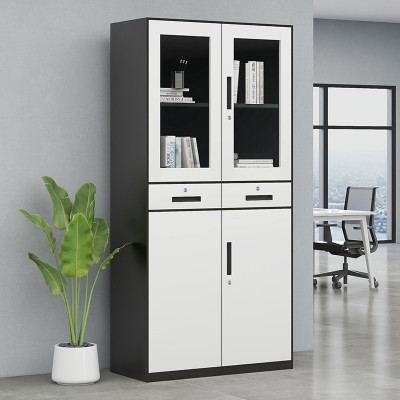 慧采云 办公家具优质钢制套色拆装中二斗办公铁皮柜文件柜柜子档案资料柜900*400*1850mm