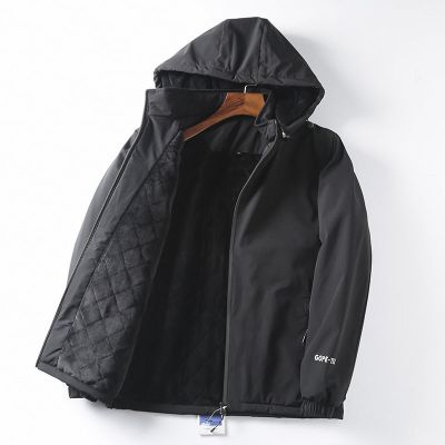 (JIAMEN)新品直营-户外运动三防面料工厂男装冬季加厚连帽运动休闲夹克外套