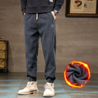 水貂绒加绒裤男外穿宽松哈伦休闲长裤抗寒舒适百搭运动束脚裤男士_61511