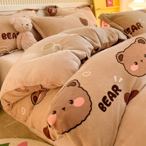 冬季加厚牛奶绒被套单件双面加绒法莱珊瑚绒儿童被罩150x200x230