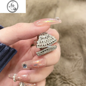 JiMiFRIDAY JEWELRY定制微镶翅膀开口戒指锆石气质百搭个性银色可调节 开口戒适合指围52mm-57mm