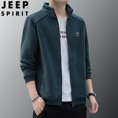 JEEP SPIRIT吉普夹克男装秋冬款外套男休闲摇粒绒立领抓绒衣