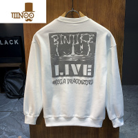 YANXU2023年秋装男款卫衣潮牌ins高端印花宽松休闲套头圆领长袖T恤上衣