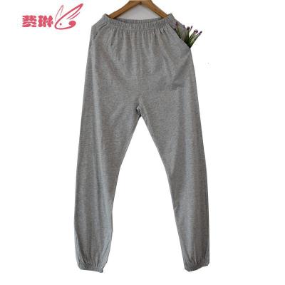 睡裤男女收脚长裤薄款宽松大码休闲运动家居情侣长裤夏天费琳