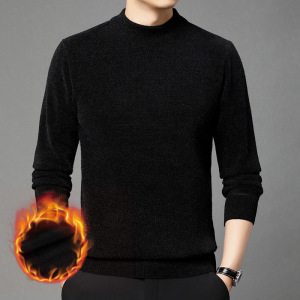 加绒加厚雪貂男士毛衣2025冬季新款半高领保暖打底针织衫男