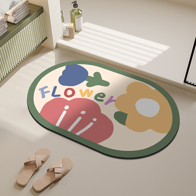 礼品小清新方型椭圆硅藻泥浴室地垫卫生间垫子卫浴脚垫赠品