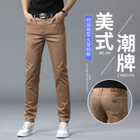 春夏季新款欧洲站轻奢潮牌牛仔裤男修身弹力小直筒裤潮流百搭