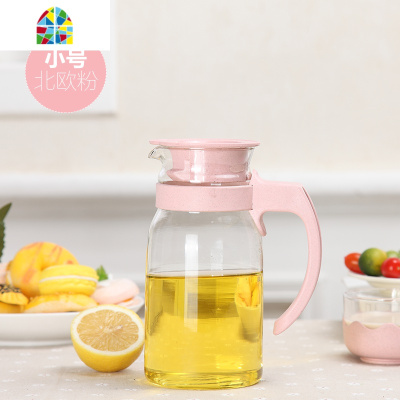 家用玻璃冷水壶凉水扎壶耐热高温防爆带盖水瓶大容量凉开水杯套装 FENGHOU 中号绿[1100ML]凉水壶