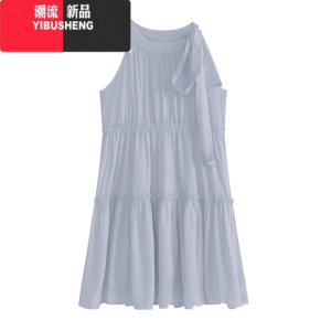 YIBUSHENG法式短裙挂脖连衣裙女短款吊带裙季新款白色公主裙海边小白裙子