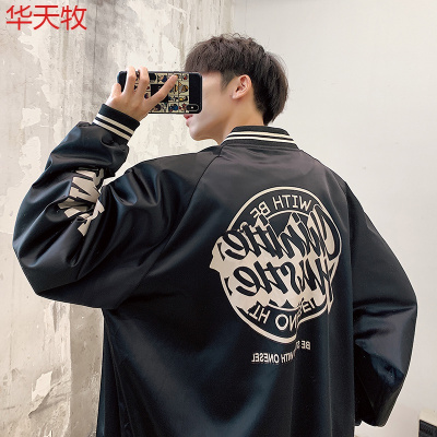 90-230斤胖子大码2021棒潮球领休闲宽松青年情侣夹克外套A095-JK5200-P78港风黑