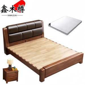 鑫木樽单人床1.5米+床垫+床头柜套
