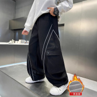 男童加绒工装裤子新款秋冬款冬季大儿童加厚男孩一体绒长裤潮