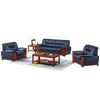 鑫环境 单人+单人+三人位含长方茶几 办公室皮艺沙发商务会客接待休息会议沙发茶几组合