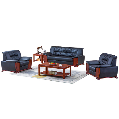 鑫环境 单人+单人+三人位含长方茶几 办公室皮艺沙发商务会客接待休息会议沙发茶几组合