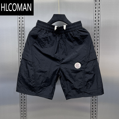 HLCOMAN夏季新款透气凉感速干男士五分沙滩裤网红潮牌宽松大口袋工装短裤