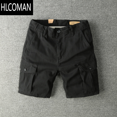 HLCOMAN美式工装短裤男军绿色2024夏季潮流宽松休闲运动裤外穿五分裤