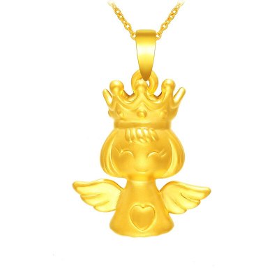 gzuan古钻珠宝 皇冠天使 黄金吊坠 3d硬金女士吊坠送女友 yjd0001