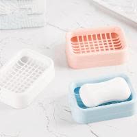 家居简约风格肥皂盒肥皂架双层沥水皂盒网格实用肥皂盒 三维工匠 2个装欧色(颜色随机)