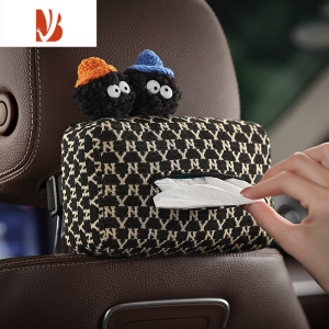 三维工匠小蝴蝶结汽车纸巾盒女专属轻奢车载抽纸盒车用内饰装饰用品大全 煤球精灵款[经典款]