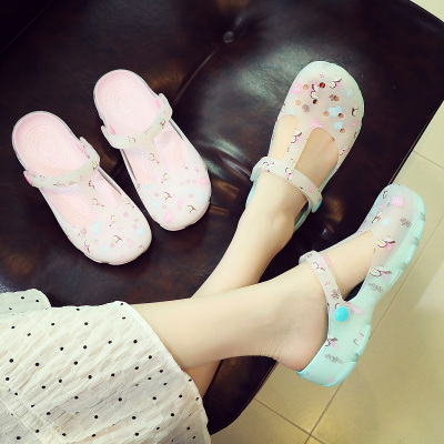 Ideaminiins潮洞洞鞋女防滑韩版厚底孕妇果冻夏凉拖鞋护士沙滩鞋可爱外穿