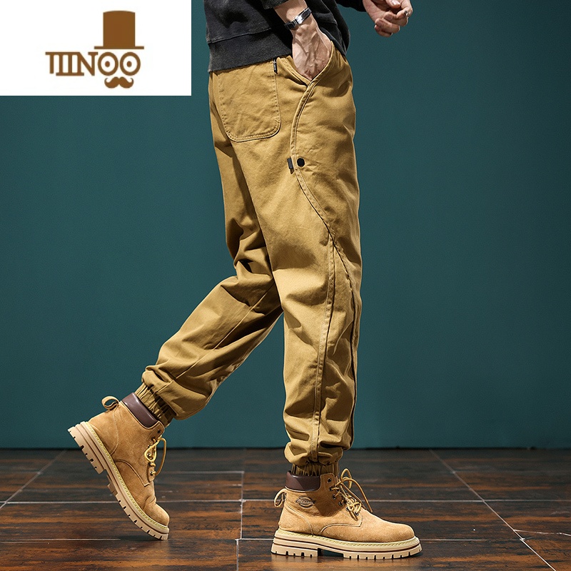 YANXU美式复古工装裤子男秋季户外宽松直筒潮牌休闲裤男潮牌束脚裤