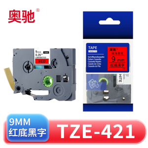 奥驰 标签色带9mm红底黑字 TZe-421 个