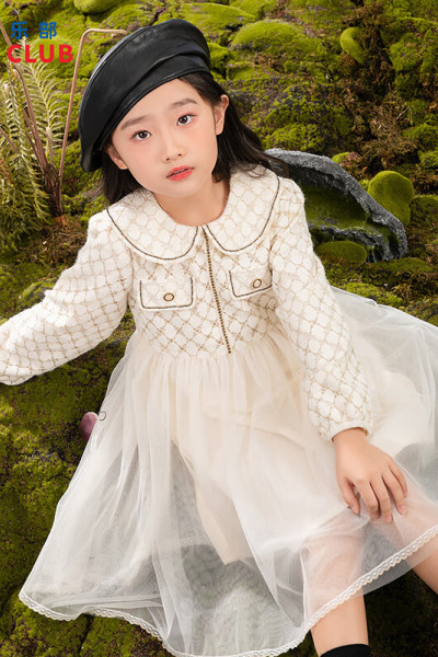 [1件3折]铅笔俱乐部童装2025秋装新款女童连衣裙儿童小香风裙子中大童拼接纱裙