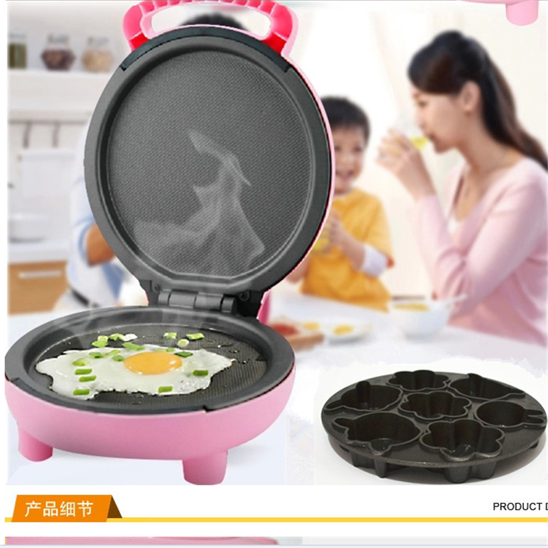 烤机煎饼蛋糕机双面加热悬浮烙饼锅早餐机 多功能粉色 说明书食谱一个
