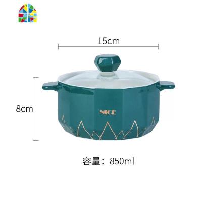 创意泡面碗带玻璃盖宿舍碗学生上班族双耳汤碗家用面碗 FENGHOU 否碗,不否锅,不可以明火使用