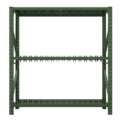 东升顺消防铁锹镐农具摆放架安保装备器材存放架绿色货架双层盾牌中型-主架