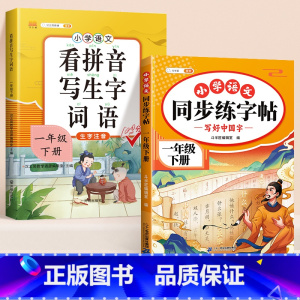 [一年级下]练字帖+看拼音写词语 [正版]小学语文同步练字帖一年级二年级下册三四五六年级人教版字帖每日一练硬笔钢笔字贴小