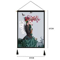 家柏饰(CORATED)挂布 背景布风客厅装饰挂画民宿宿舍卧室床头北欧墙布挂毯 鲜花鹿 宽47cm*高67cm