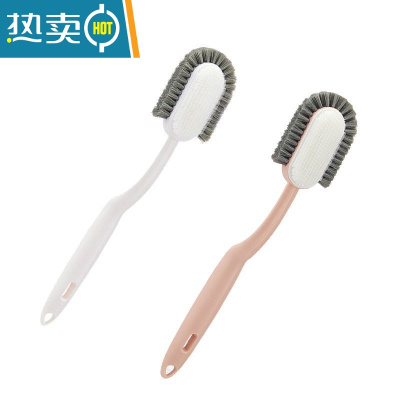 敬平长柄鞋刷软毛超软家用不伤鞋专用刷鞋多功能清洁板刷洗衣刷子 白色+粉色2个装