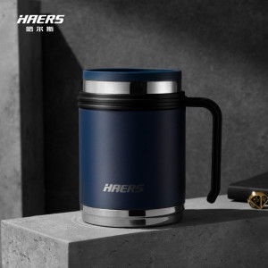 哈尔斯精钢系列商务办公保温杯男女316不锈钢水杯带手柄泡茶杯500ml 碳素黑500ml精钢锻造 全钢质地