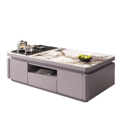 晋舰 岩板茶几客厅茶台烧水壶一体桌家用泡茶台办公室茶桌 1.2米浅灰(潘多拉岩板)