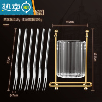 敬平水果叉子套装304不锈钢家用儿童甜品小蛋糕叉果插水果签 [银色]6叉+收纳罐