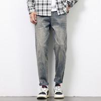 美式泥染牛仔裤男做旧水洗锥形长裤春夏季潮流街头风裤子男
