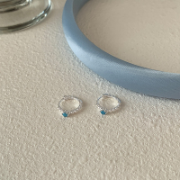 s925纯银蓝色锆石耳扣高级感精致小耳钉养耳洞防发炎气质耳饰送女朋友老婆情人节七夕生日礼物