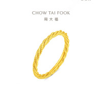 周大福细闪麻花闭口戒足金黄金戒指计价女(工费280元)EOF1784女友礼物