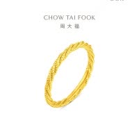 周大福细闪麻花闭口戒足金黄金戒指计价女(工费280元)EOF1784女友礼物