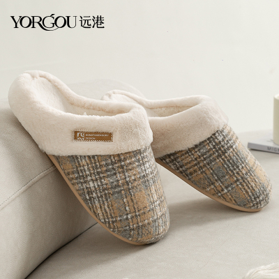 远港小香风棉拖鞋女士秋冬季家居家用室内保暖毛绒家用软底毛毛拖鞋男